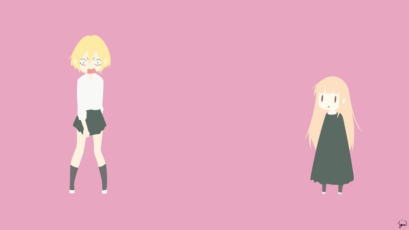 Two Anime Girls — Pink, Neutral, Skirt