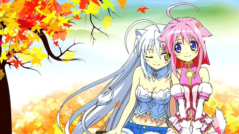 Two Anime Girls — Pink, Peaceful, Autumn
