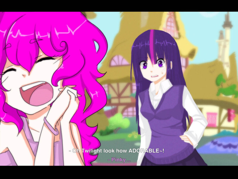 Two Anime Girls — Pink, Playful, Afternoon