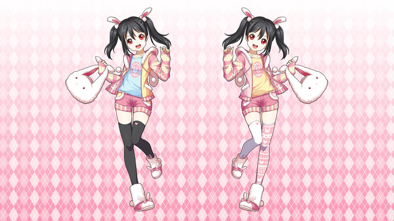 Two Anime Girls — Pink, Playful, Bunny Ears, Stuffed Animal