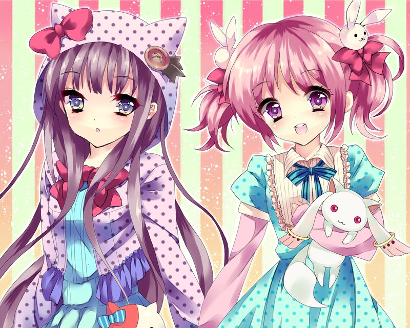 Two Anime Girls — Pink, Playful, Bunny Ears