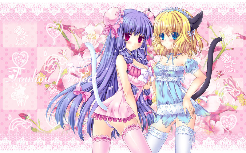 Two Anime Girls — Pink, Playful, Cat Ears