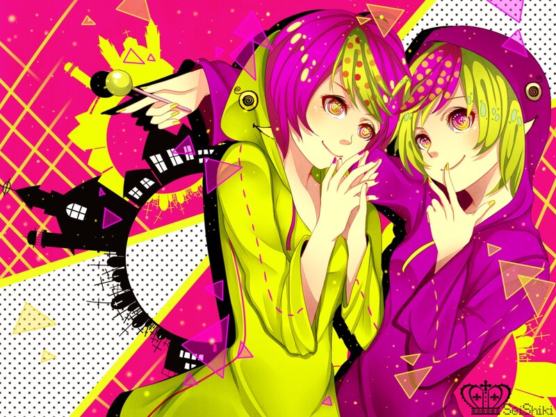 Two Anime Girls — Pink, Playful, Digital Art