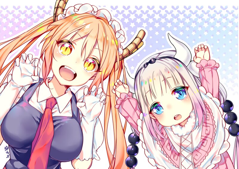Two Anime Girls — Pink, Playful, Horned Headwear
