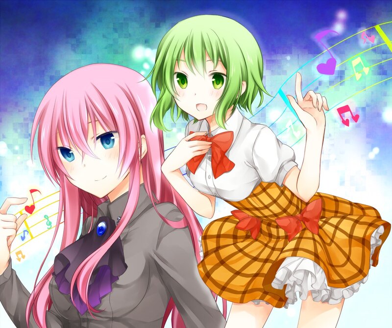Two Anime Girls — Pink, Playful, Music Notes