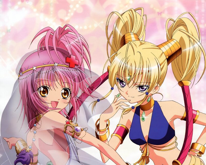 Two Anime Girls — Pink, Playful, Pink Hair