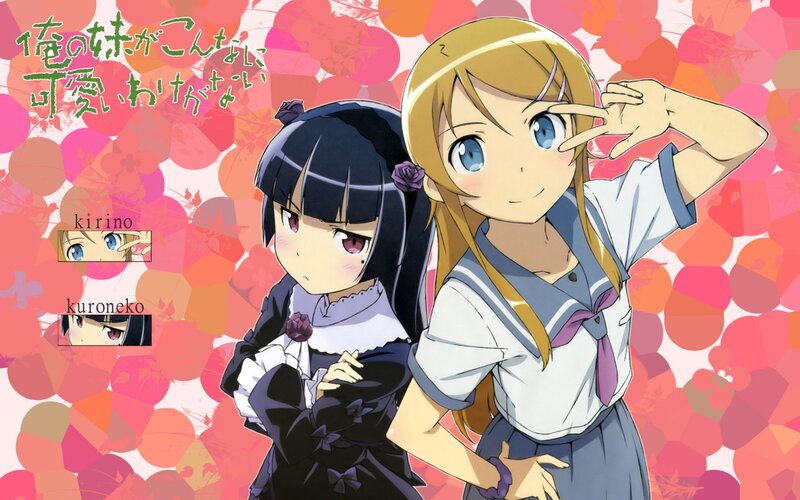Two Anime Girls — Pink, Playful, School Uniforms, Flowers
