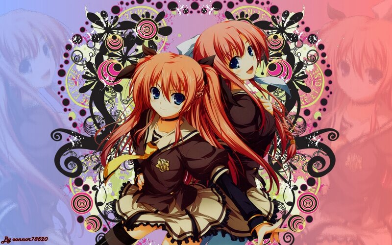 Two Anime Girls — Pink, Playful, School Uniforms