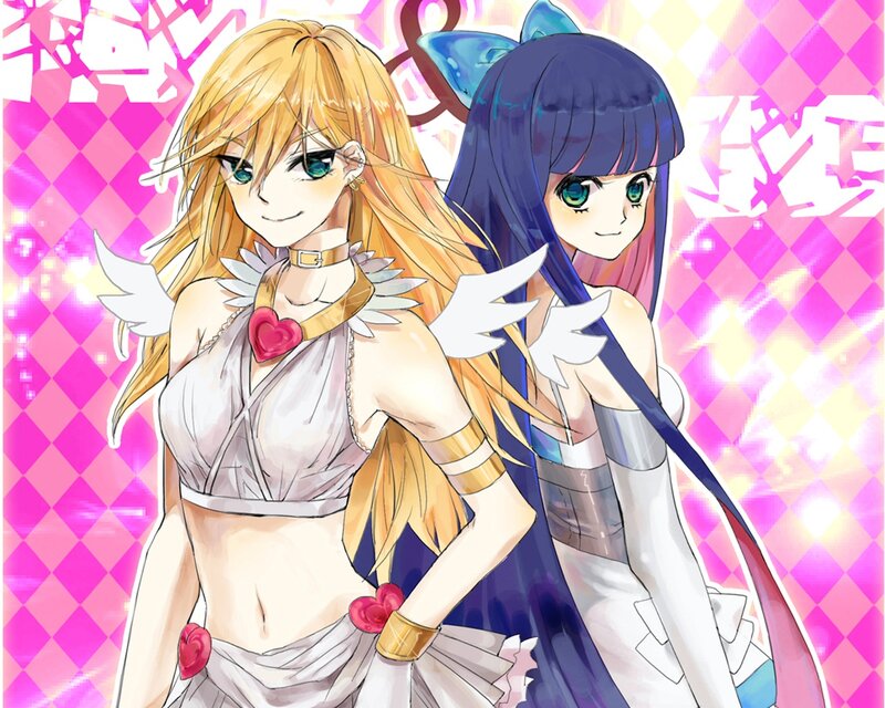 Two Anime Girls — Pink, Playful, Wings, Heart, Choker