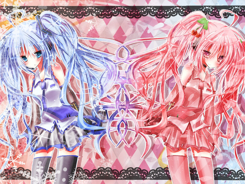 Two Anime Girls — Pink, Playful, Winter