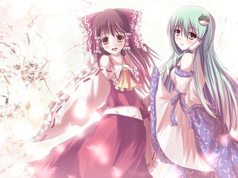 Two Anime Girls — Pink, Serene, Long Hair, Dresses
