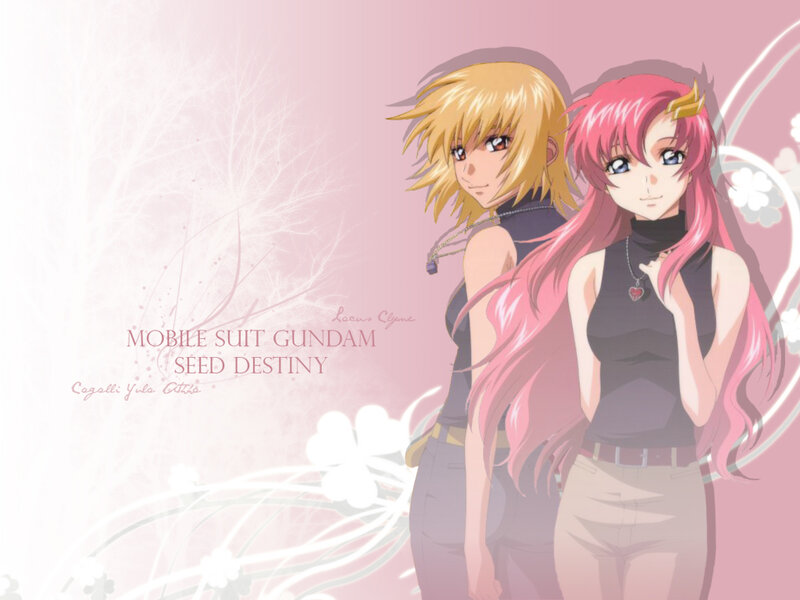 Two Anime Girls — Pink, Serene, Text