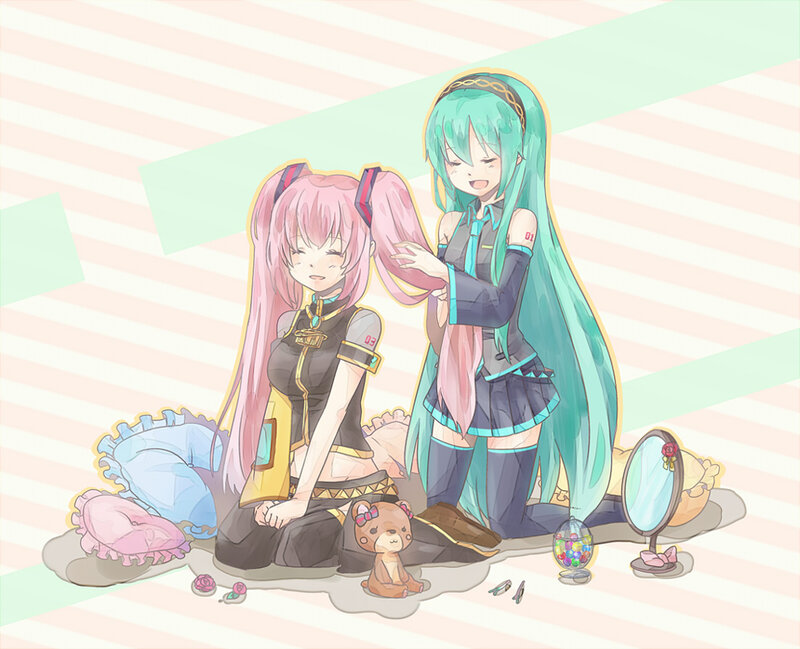 Two Anime Girls Playing — Pink