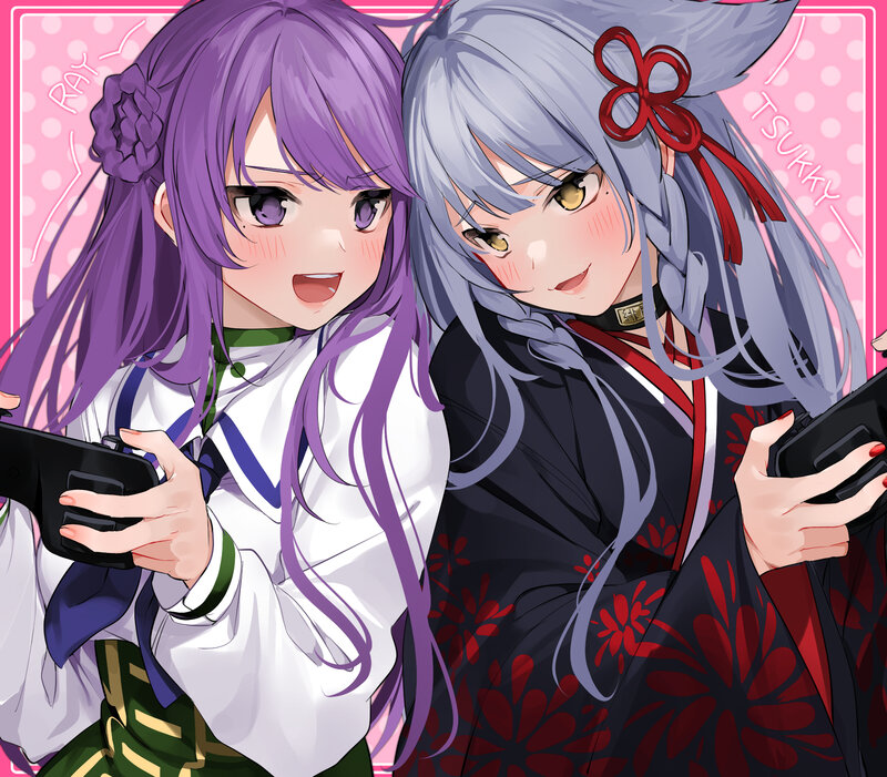 Two Anime Girls Playing — Purple