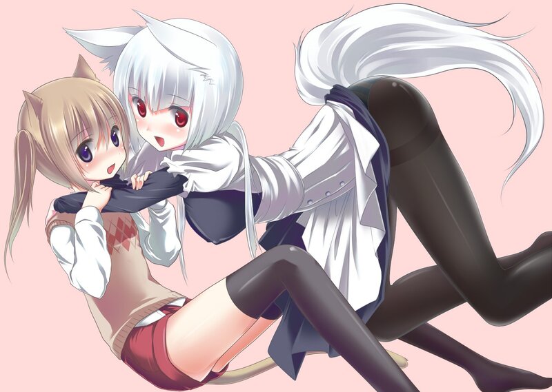 Two anime girls playing