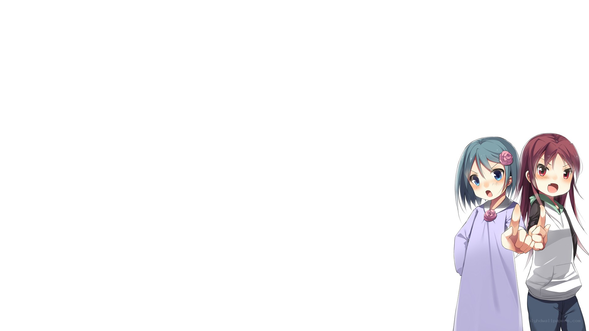 two anime girls pointing