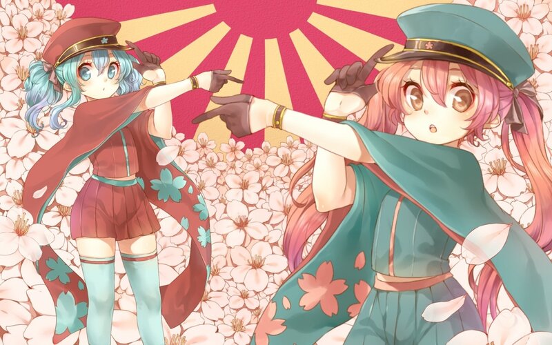 Two Anime Girls Pointing — Pink