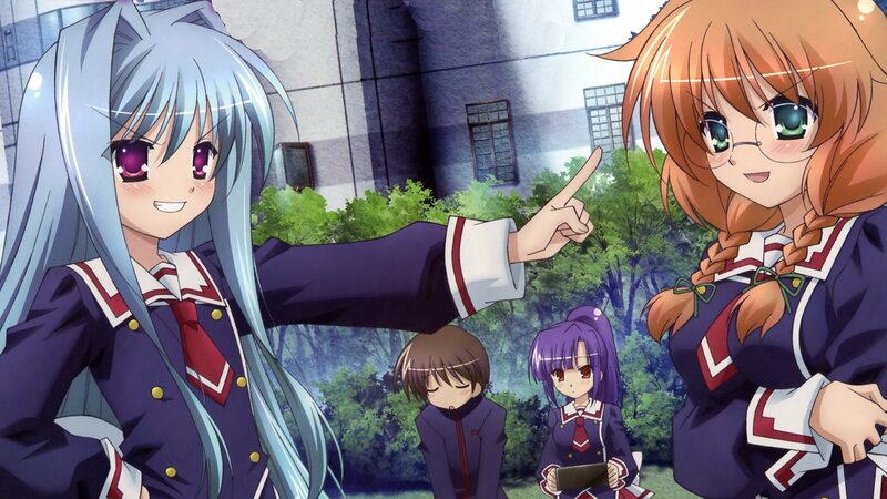 Two Anime Girls Pointing — Purple