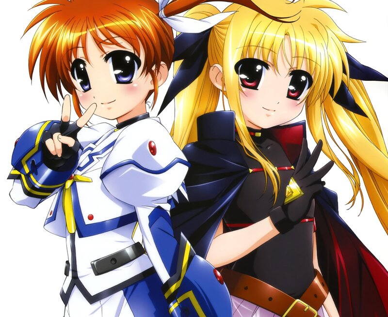 Two Anime Girls Posing — Blue, Playful