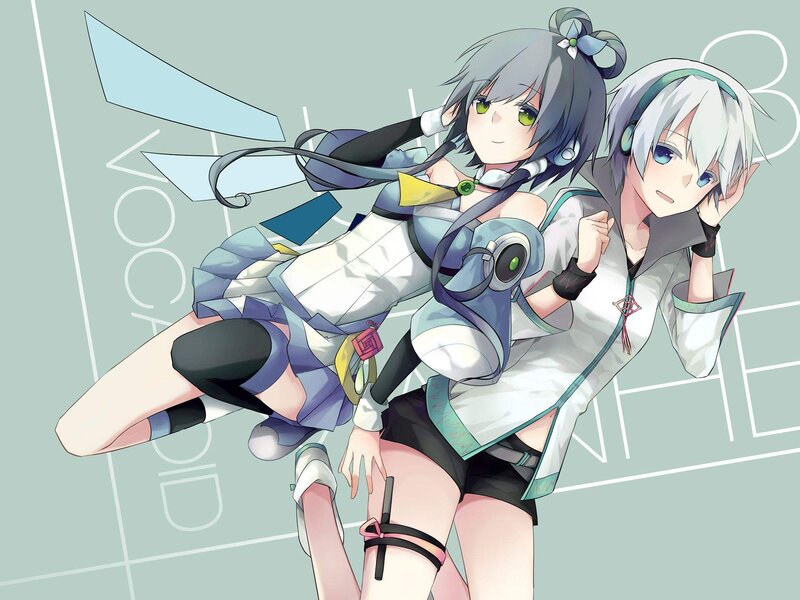 Two Anime Girls Posing — Gray