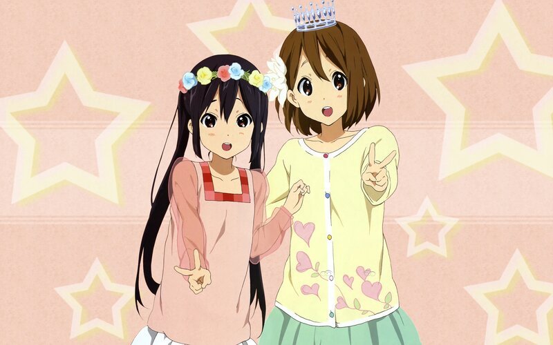 Two Anime Girls Posing — Pink, Cheerful, Flower Crown