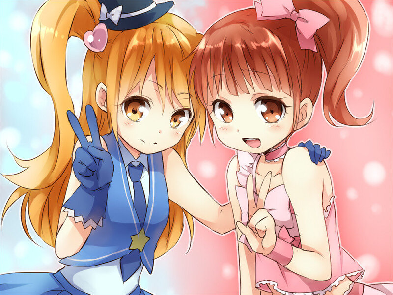 Two Anime Girls Posing — Pink, Cheerful