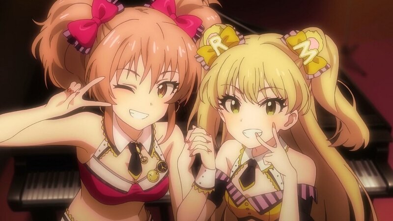 Two Anime Girls Posing — Pink, Playful, Piano