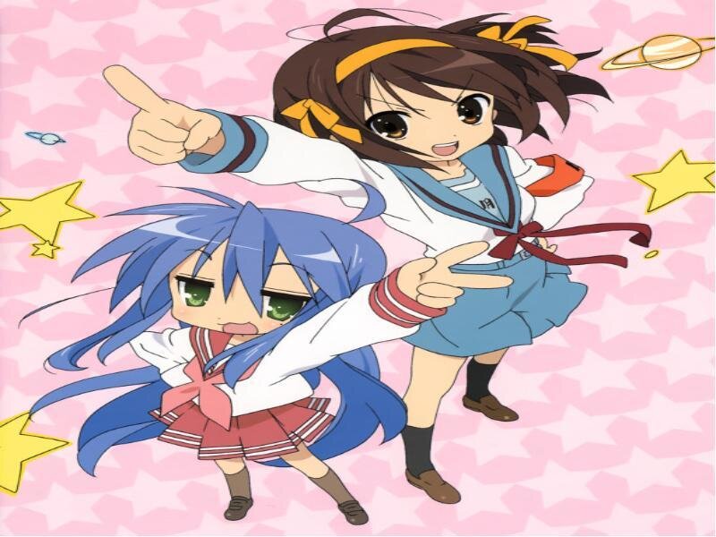 Two Anime Girls Posing — Pink