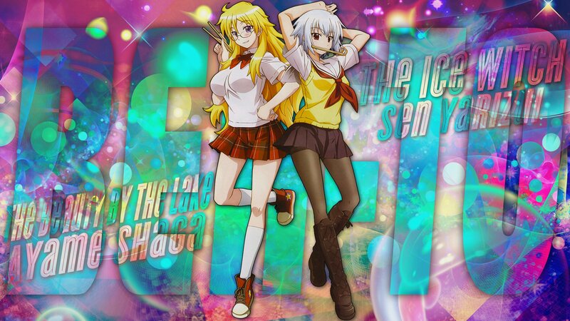 Two Anime Girls Posing — Purple