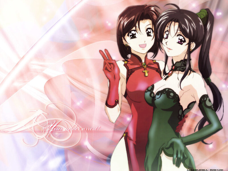 Two Anime Girls Posing — Red, Cheerful