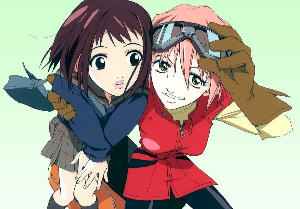 two anime girls posing together