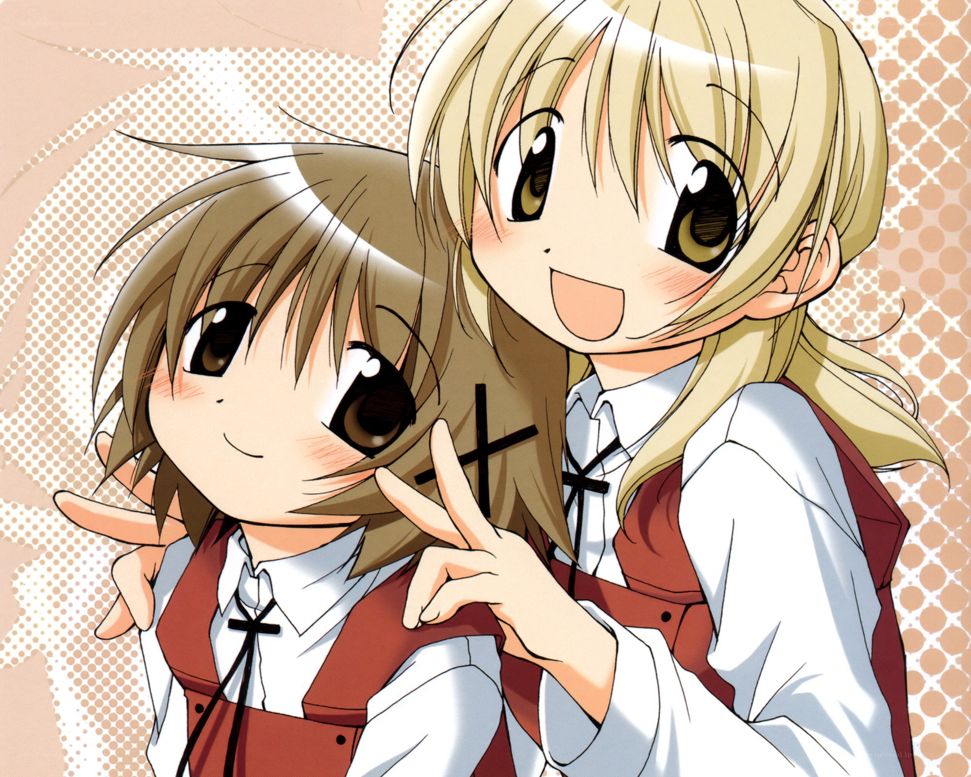 Two anime girls posing together