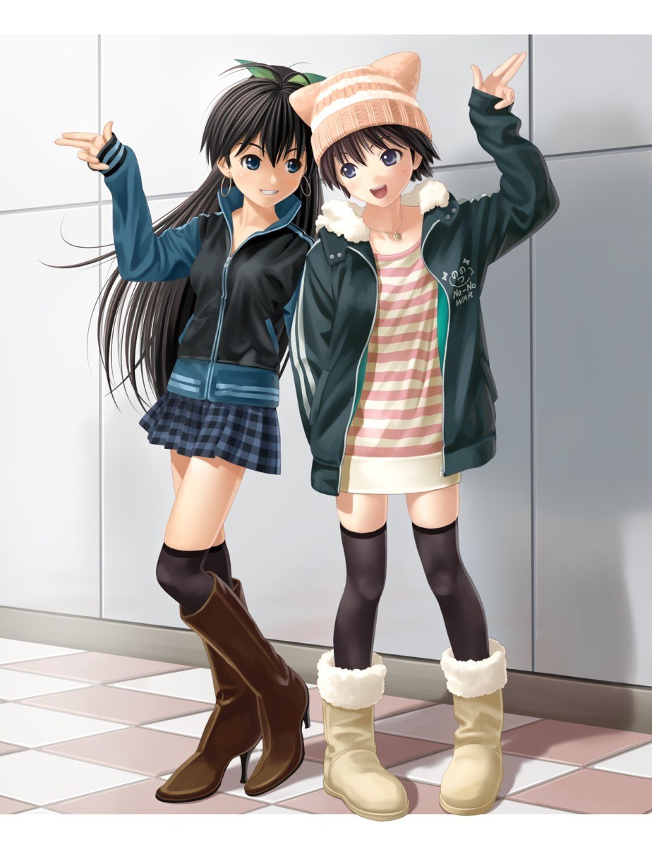 Two anime girls posing together