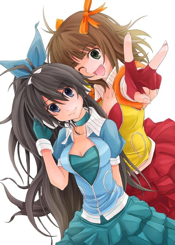 Two anime girls posing together
