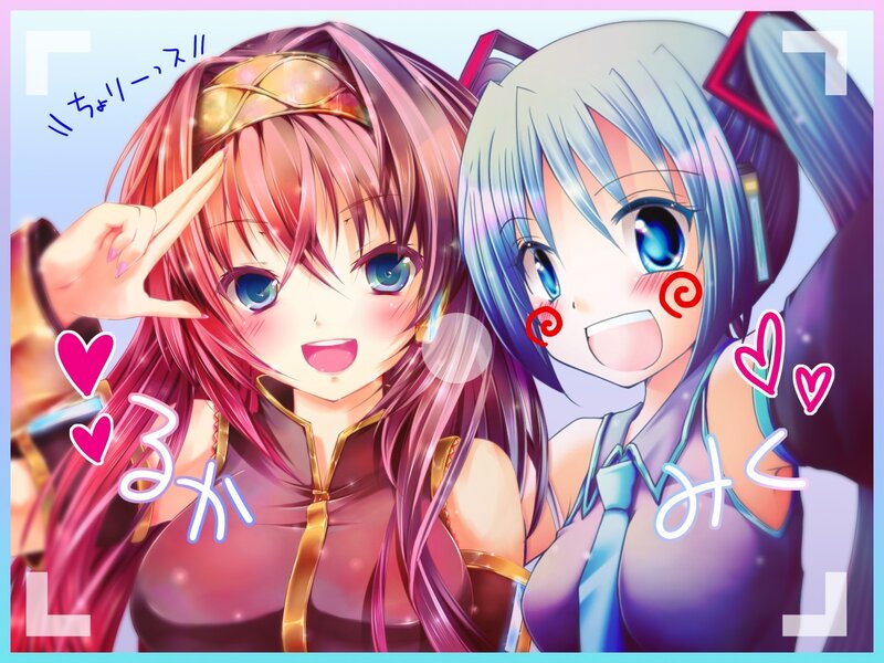 Two anime girls posing together