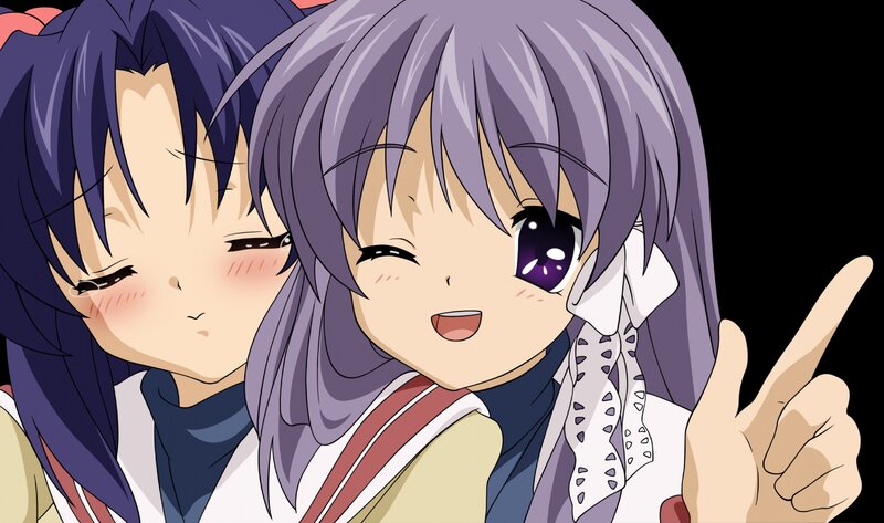 two anime girls posing together
