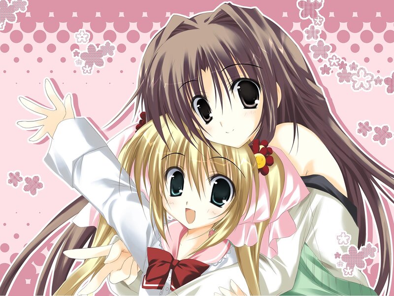 Two anime girls posing together