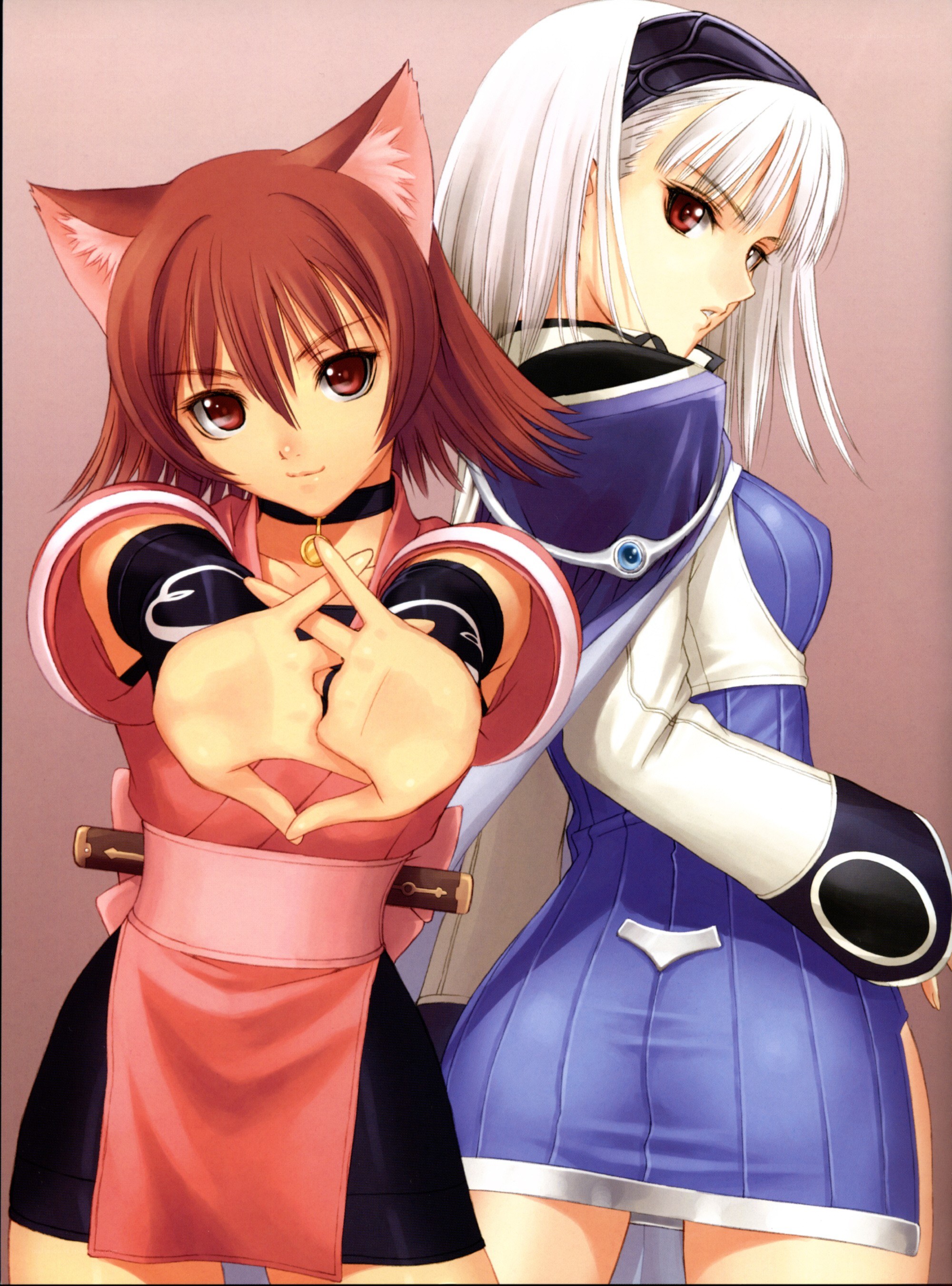 Two anime girls posing together