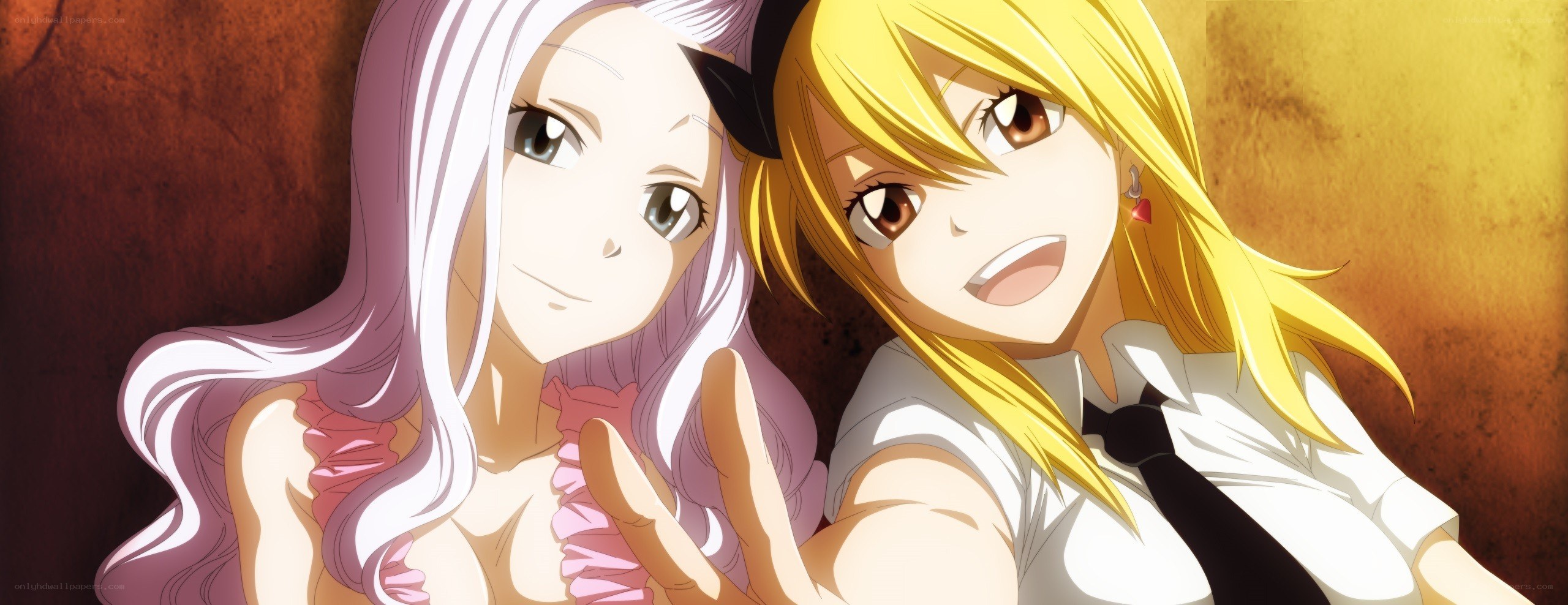 Two anime girls posing together