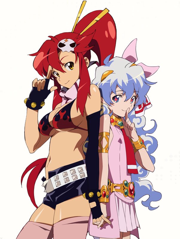 Two anime girls posing together