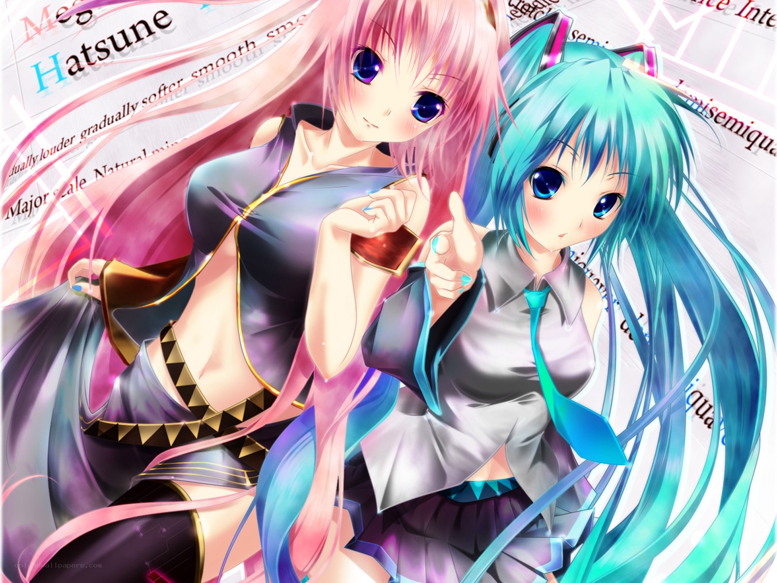 Two anime girls posing together