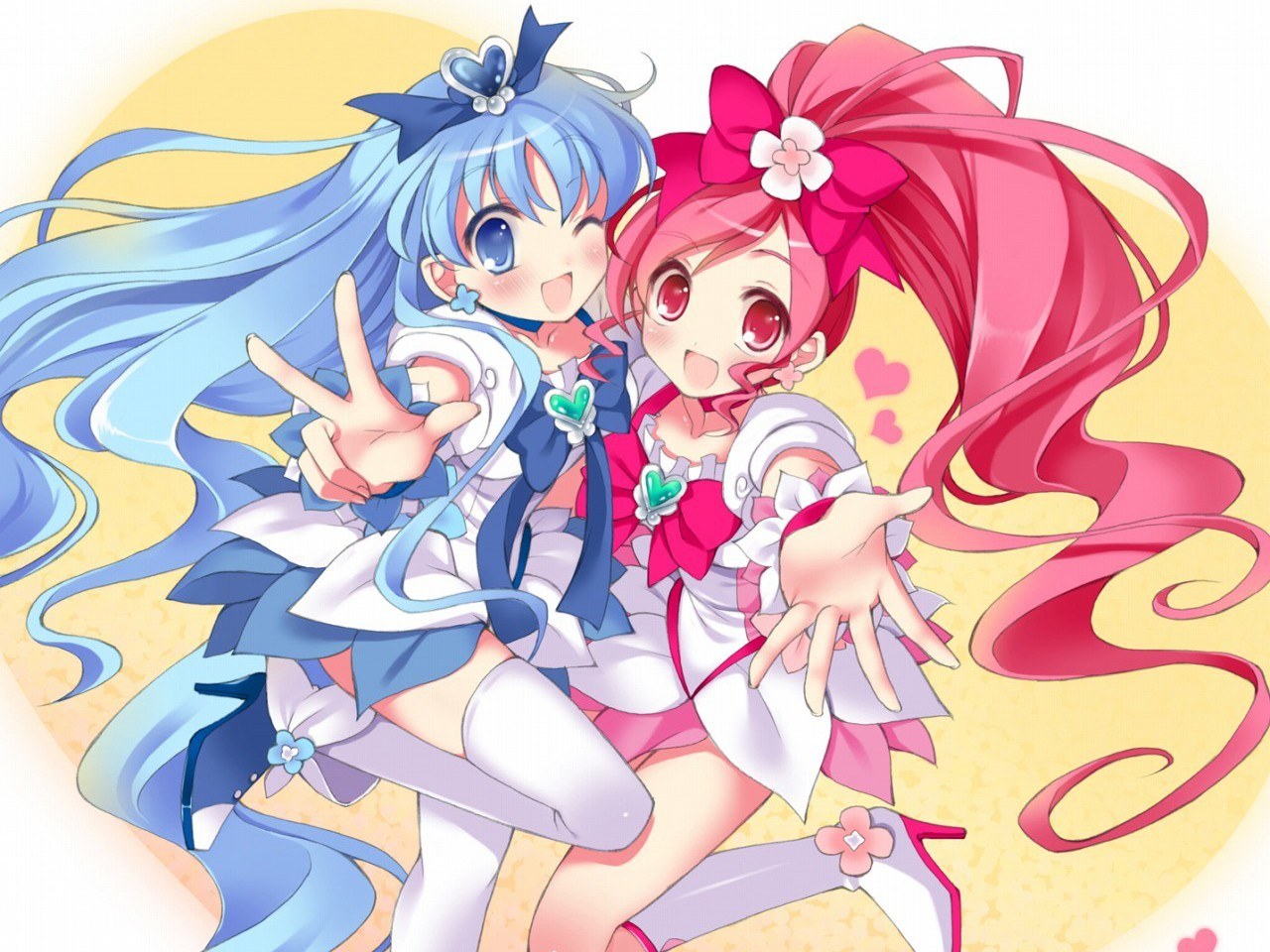 two anime girls posing together