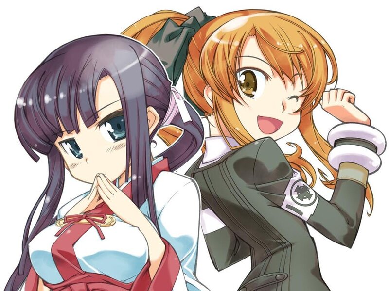 Two anime girls posing together