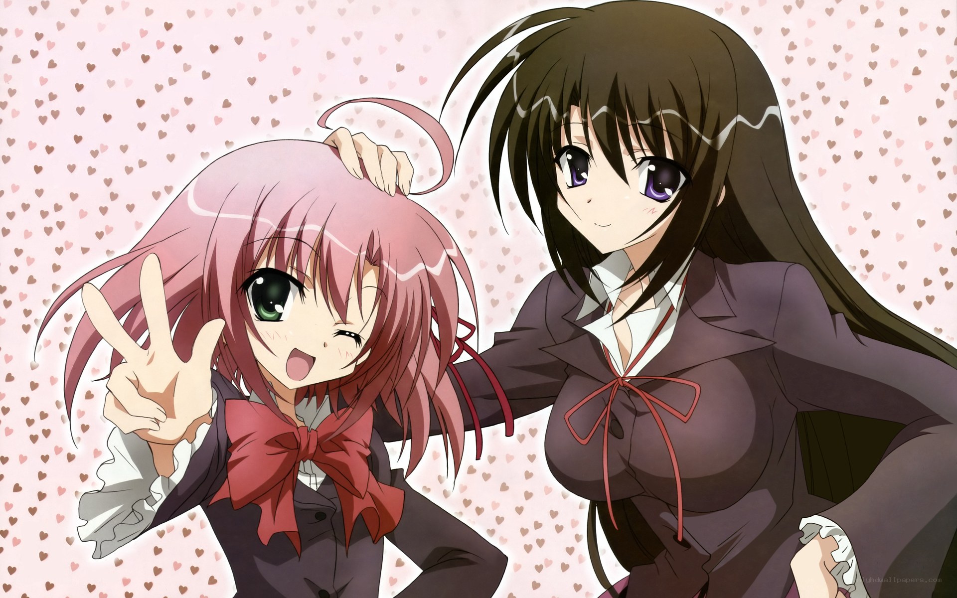 Two anime girls posing together