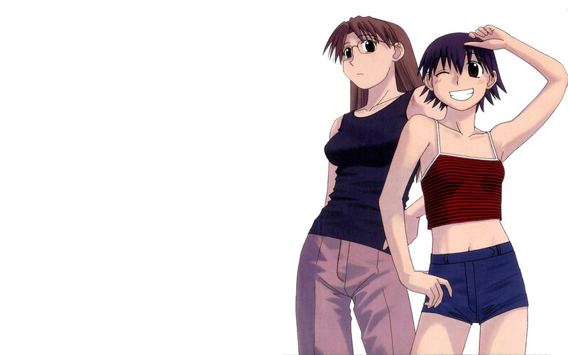 two anime girls posing together