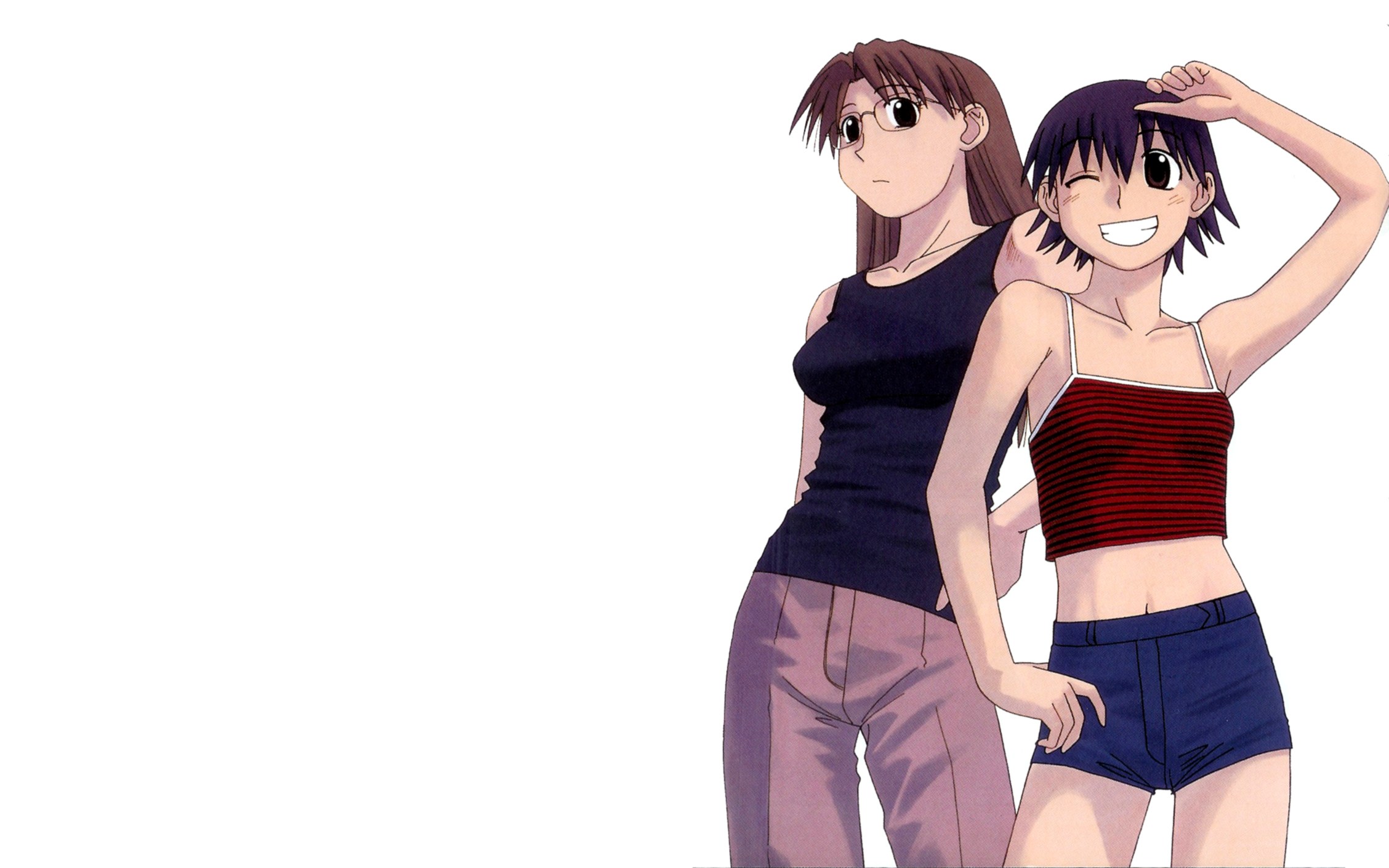 two anime girls posing together