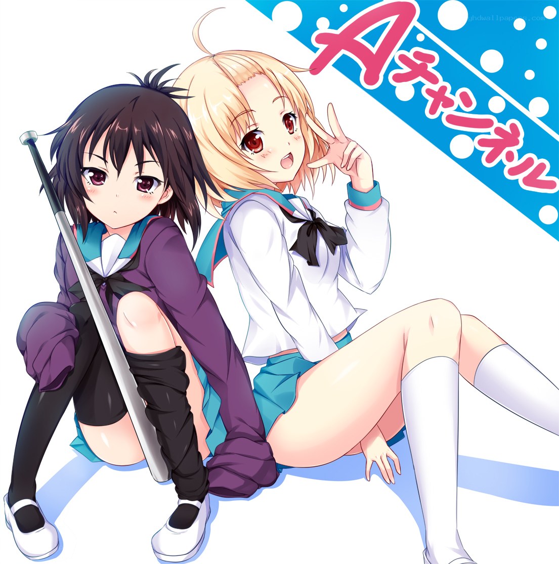 Two anime girls posing together