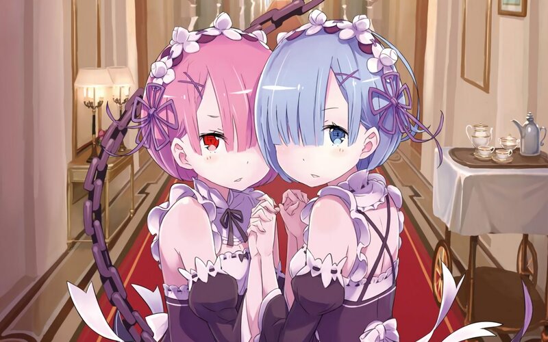 Two Anime Girls — Purple, Calm, Flowers