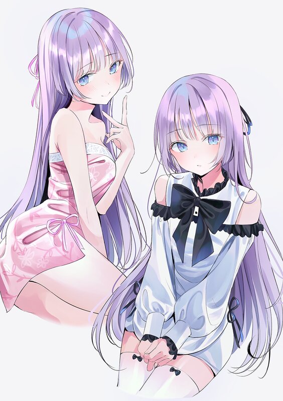 Two Anime Girls — Purple, Calm, Long Hair