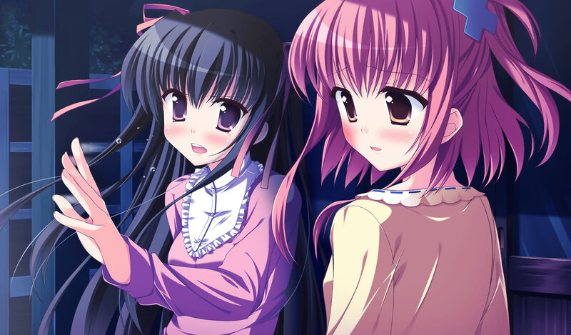 Two Anime Girls — Purple, Calm, Night, Long Hair